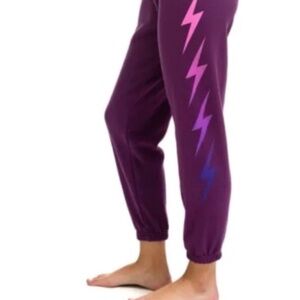 Aviator Nation Purple & Pink Bolt Sweatpants LARGE